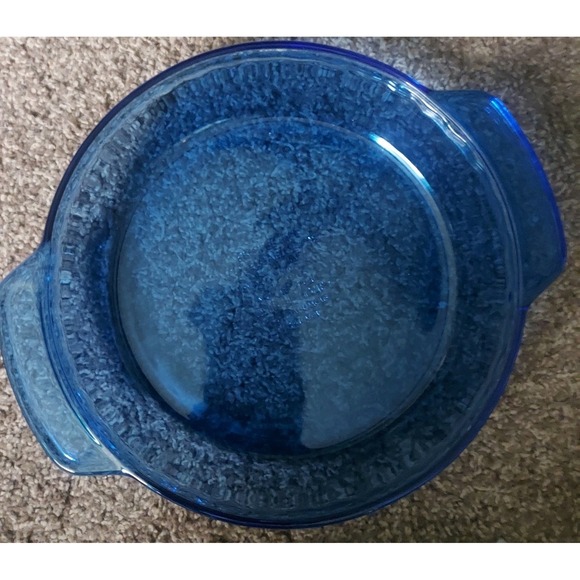 Vintage Anchor Hocking USA Cobalt  Blue Glass 1‎ qt Deep 2" Dish 9" Pie Plate - Picture 1 of 4